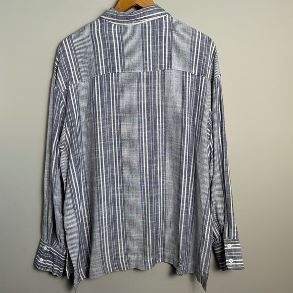 Black‎ Tape_ Women's Purplish-Gray Rayon/Linen Long Sleeve Button Up Shirt Large - Picture 5 of 15